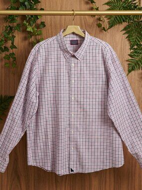 UNTUCKit Shirt Men 2XL Slim Long Sleeve Button Pink Micro Check Wrinkle Free